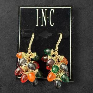 INC International Concepts Multicolor Cluster Holiday Bulb Lights Drop Earrings
